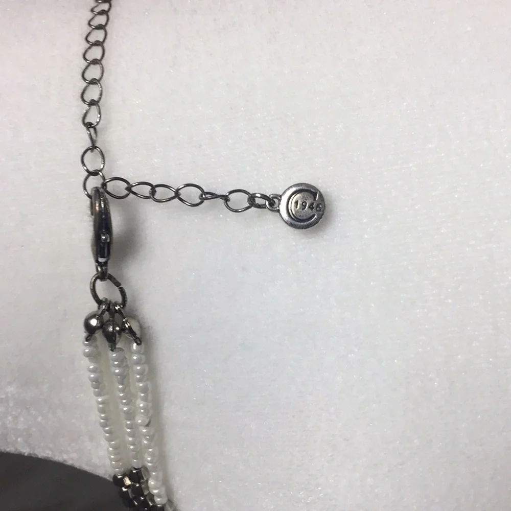 Vintage 1946 White& Gray Beaded Necklace - Picture 8 of 8